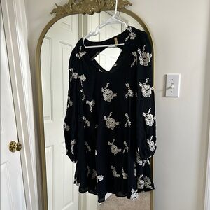 Free People Black and White Embroidered Dress